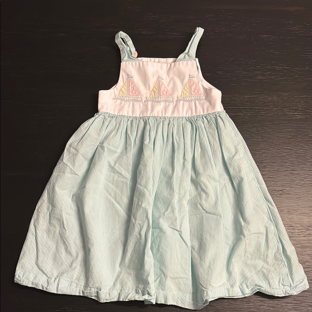 Charming Green Striped Kids Dress